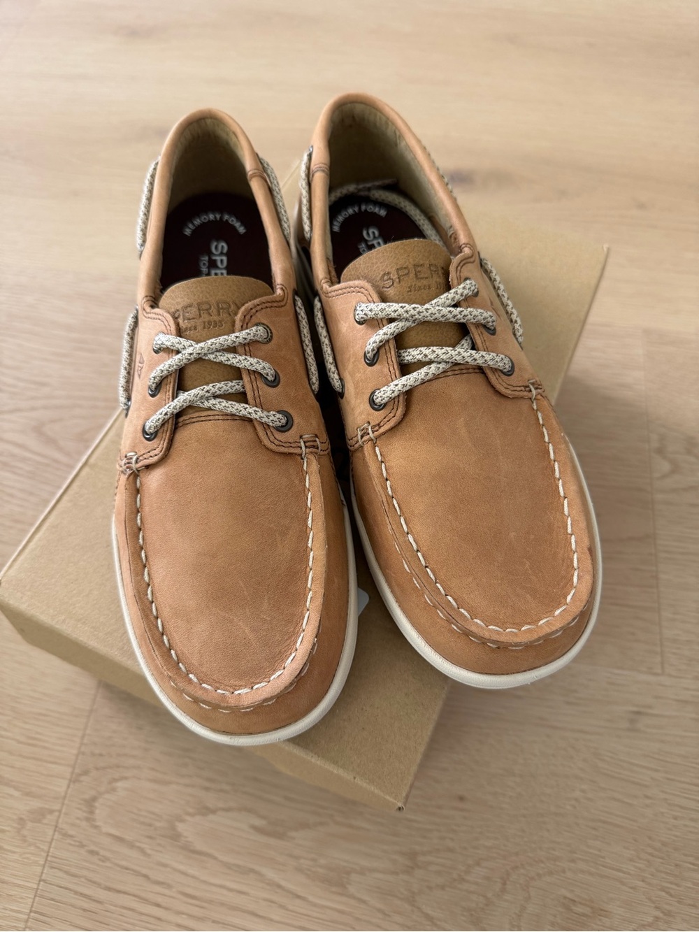 New Sperry Boys Brown Leather Boat Shoes